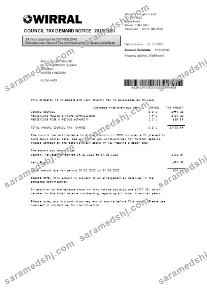 Wirral council tax business bill, SCR